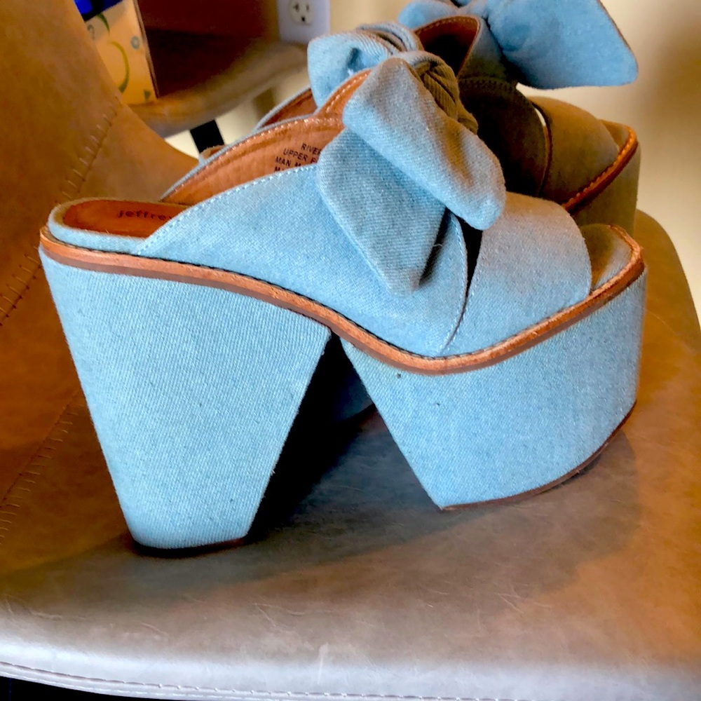 Denim platform heels
